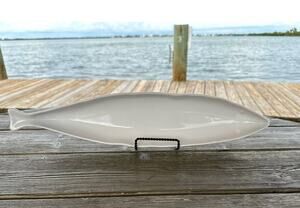 Home Essentials White Porcelain Olive Dish Hors D'oeuvres Plate 19.5” Long
